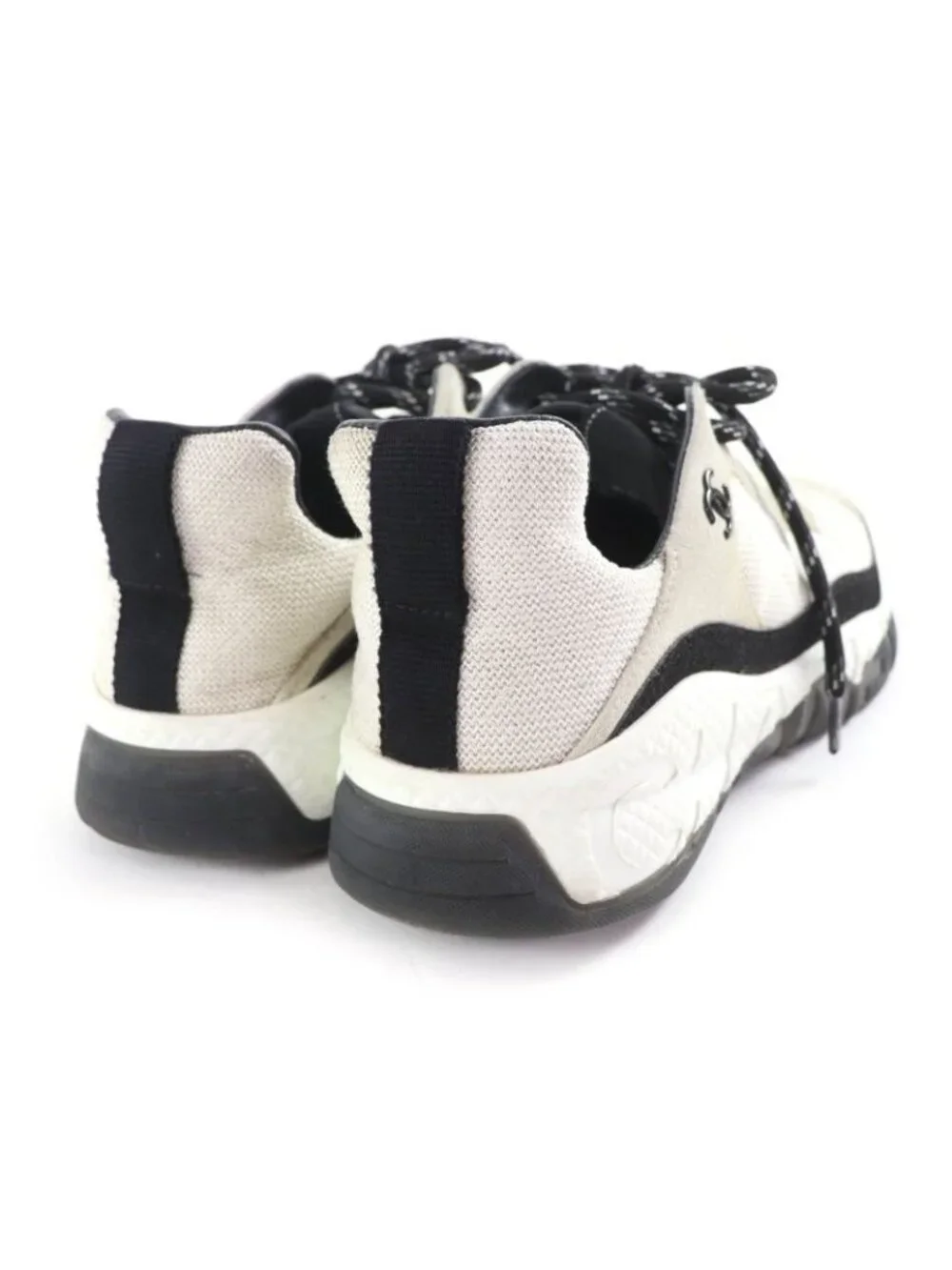 Chanel CC Logo Leather Lace Up Mesh Sneakers Off White 41 - Picture 2 of 13